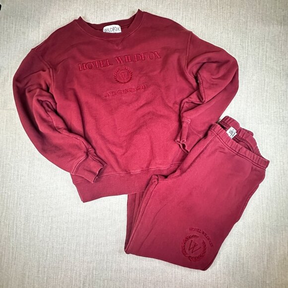 Wildfox Other - Hotel Wildfox Burgundy Lounge Set - Cozy Sweatshirt & Joggers Sweatpants Medium